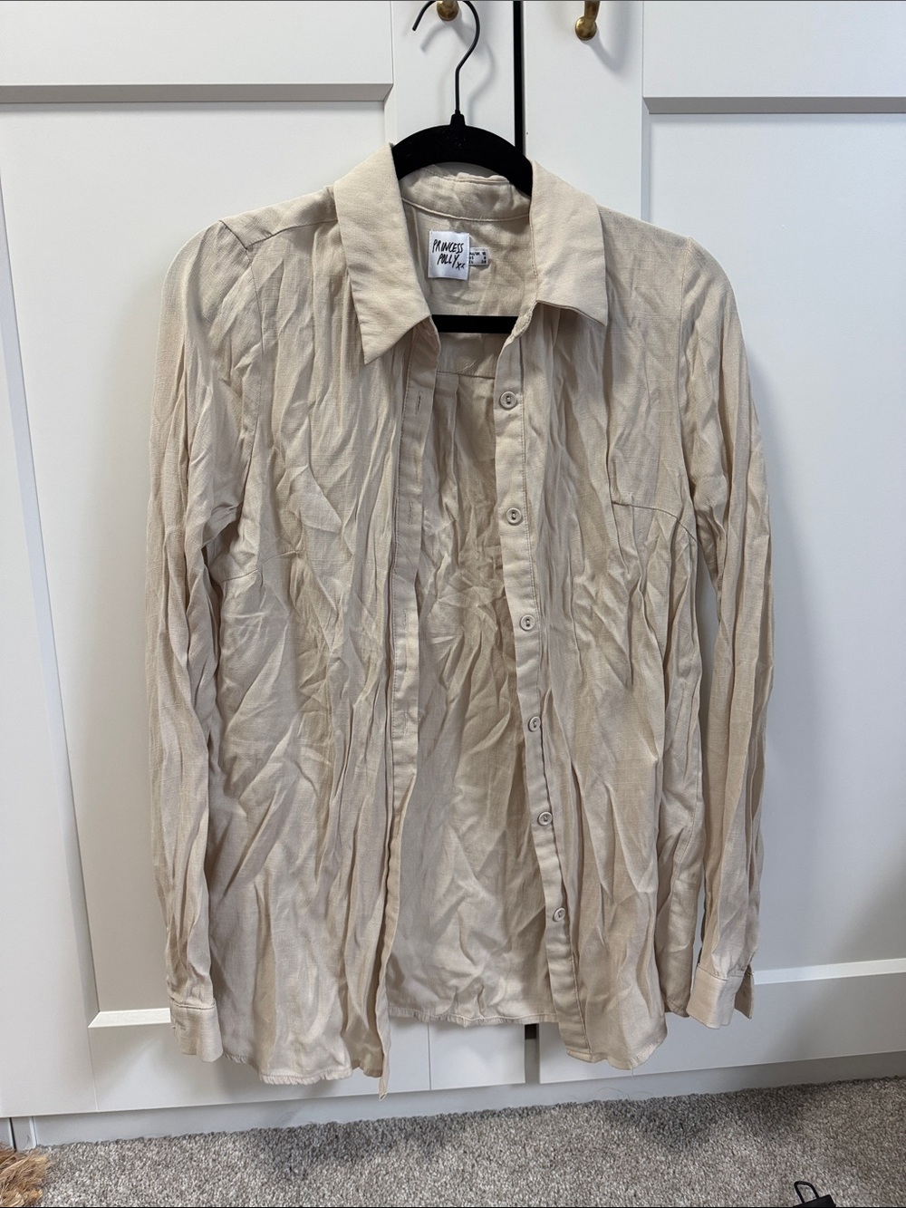 Princess Polly Tan Long-Sleeve Button-Up Shirt & Shorts Set